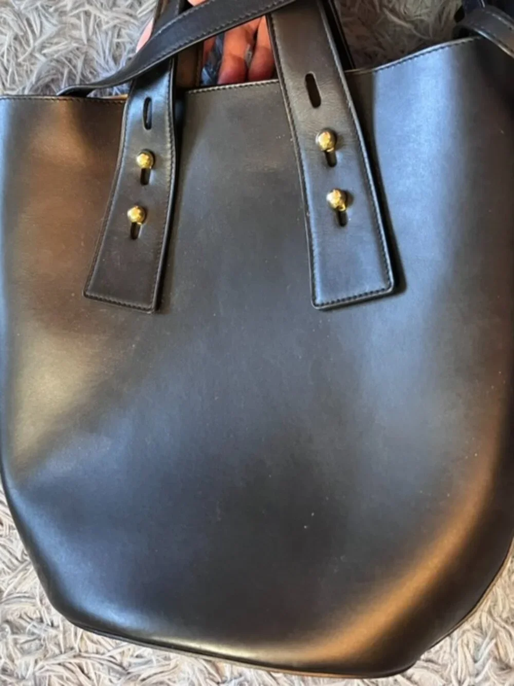 Frame Black Les Second Leather Bucket Medium Vase Tote Bag